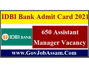 IDBI Bank Admit Card 2021