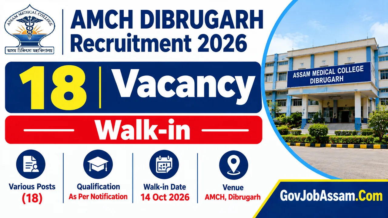 Interview Project Result AMCH Dibrugarh Recruitment 2026 – 18 Project Personnel Posts, Walk-in ...