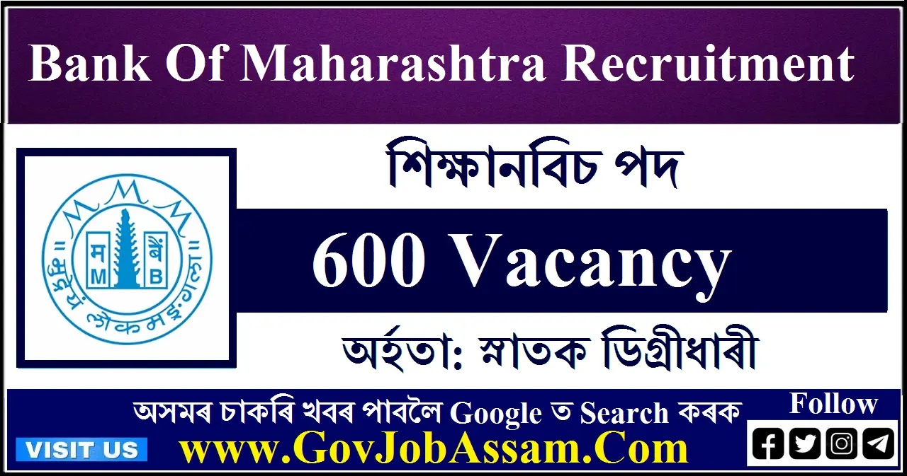 Bank Of Maharashtra Apprentice Recruitment 2024 600 Apprentice