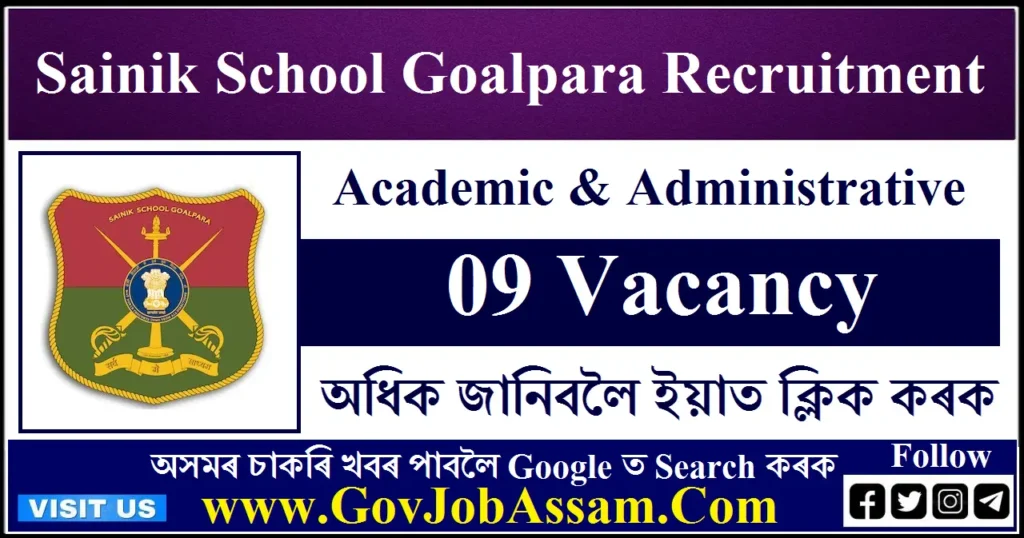 Sainik School Goalpara Recruitment