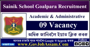 Sainik School Goalpara Recruitment