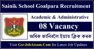 Sainik School Goalpara Recruitment