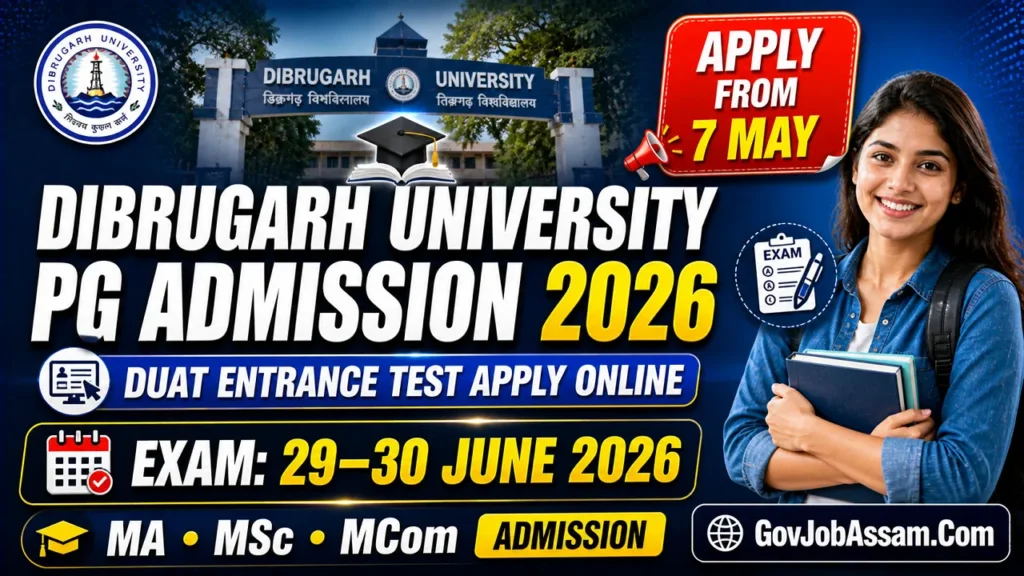 Dibrugarh University PG Admission 2026