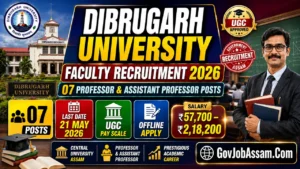 Dibrugarh University Faculty Recruitment 2026